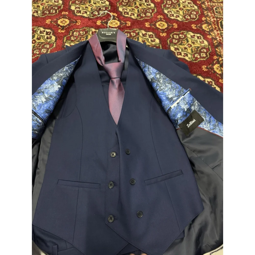 Men's MP Suit Navy Casual Party Prom Groom Tuxedo Wedding 3 Piece Set Custom